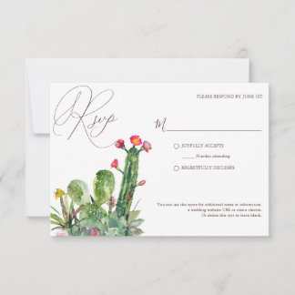 Elegante Wüste Cacti Succulents Wedding RSVP Karte