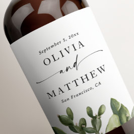 Elegante Wüstenhochzeit. Aquarellkaktus und Skript Weinetikett