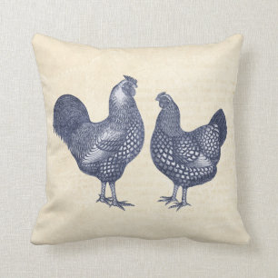 Elegante Wyandotte Chickens Blue Vintag Rooster Kissen