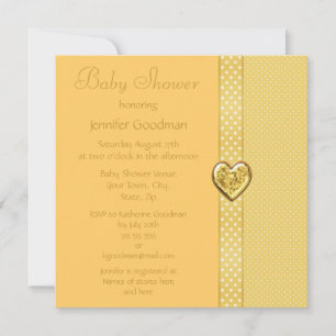 Elegante Yellow Bow & Heart Jewels Baby Shower Einladung