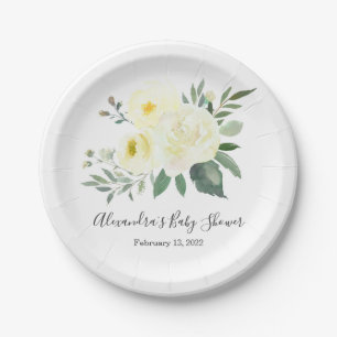 Elegante Yellow Floral Baby Duschplatte Pappteller