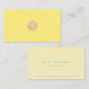 Elegante Yellow Monogram Business Card Visitenkarte