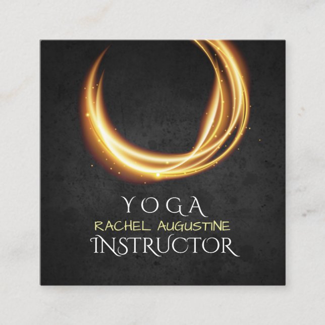 Elegante YOGA Black & Gold ZEN Symbol Glühen Licht Quadratische Visitenkarte (Vorderseite)