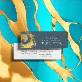 Elegante YOGA Blue & Gold ZEN Symbol Pinselstriche Mini Visitenkarte