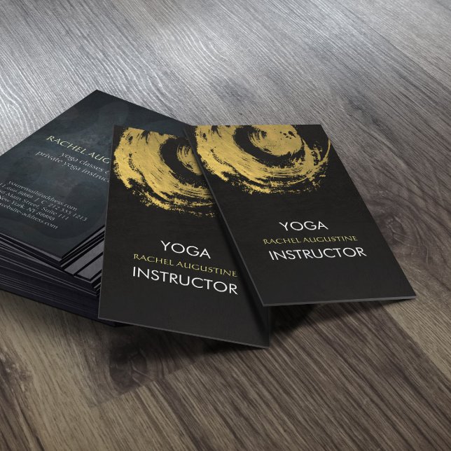 Elegante YOGA Gold Foil Pinselstriche ZEN Symbol Visitenkarte (Von Creator hochgeladen)