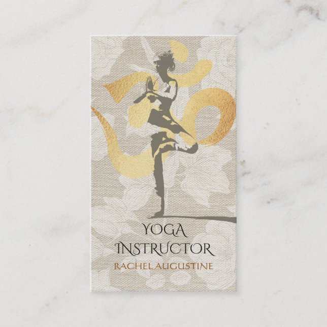 Elegante Yoga Meditation Pose Gold Foil Om Symbol Visitenkarte (Vorderseite)