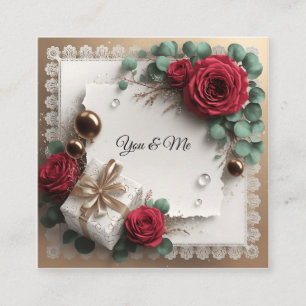 Elegante „You & Me“-Gold-Kursiv-Flachgrußkarte Quadratische Visitenkarte