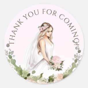 Elegante zarte Braut Bridal Shower Dankeschön Runder Aufkleber