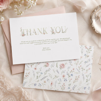 elegante zarte florale Frühlings-BRAUT dankeschön Dankeskarte