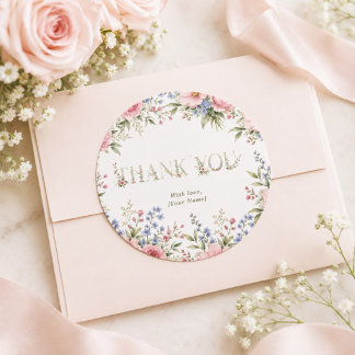 elegante zarte florale Frühlings-BRAUT dankeschön Runder Aufkleber