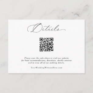 Elegante zarte Kalligraphie QR Hochzeitdetails Begleitkarte
