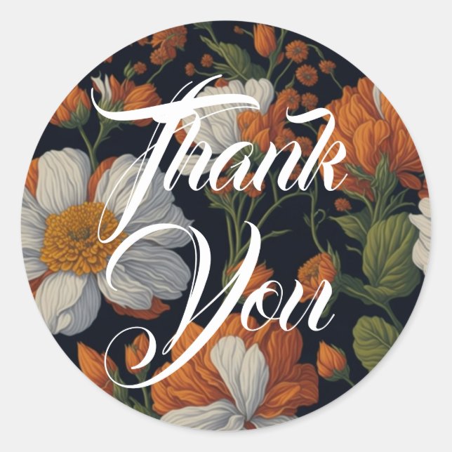 Elegante, zarte, orangefarbene Blume Runder Aufkleber (Vorderseite)