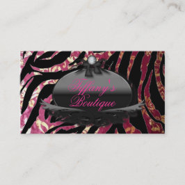 Elegante Zebra fuchsia Damask Fashion Business Car Visitenkarte