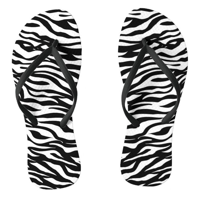 Elegante Zebra Muster Schwarz-Weiß Flip Flops (Fußbett)