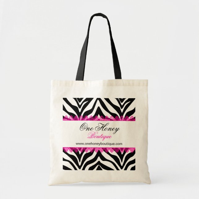Elegante Zebra Print and Pink Lace Personalisiert  Tragetasche (Vorne)