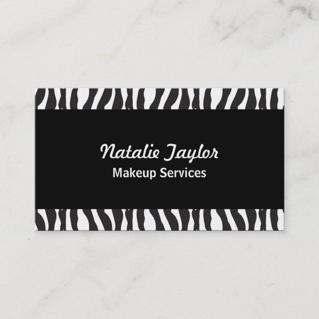 Elegante Zebra Print Makeup Artist Business Cards Visitenkarte (Vorderseite)