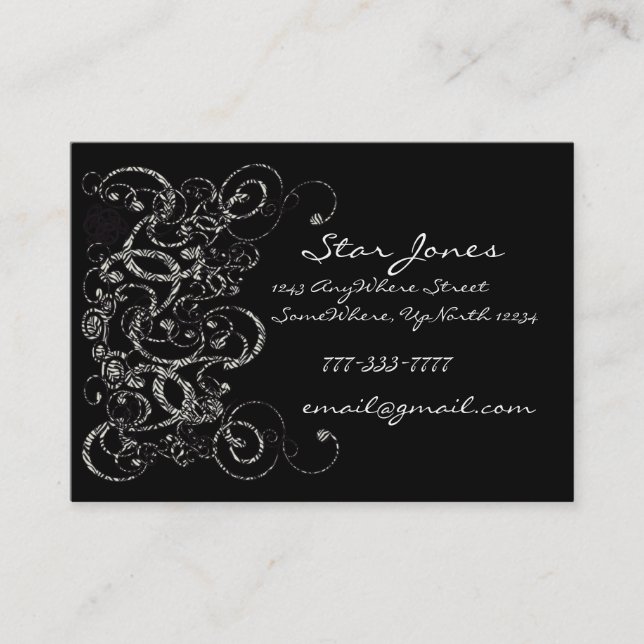 Elegante Zebra Swirl Business Card - Visitenkarte (Vorderseite)