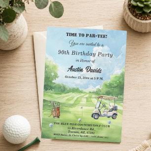 Elegante Zeit zum Par-Tee 90. Golf-Geburtstagsfeie Einladung