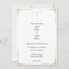 Elegante zeitlose formelle goldene Hochzeits-Einla Einladung