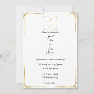 Elegante zeitlose formelle goldene Hochzeits-Einla Einladung