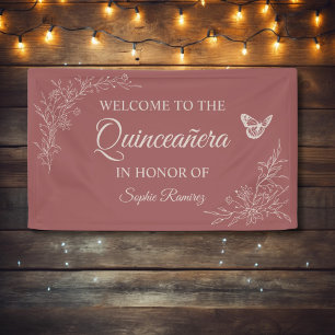 Elegante zeitlose Rose Mauve Quinceañera Banner