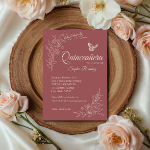 Elegante zeitlose Rose-Mauve-Quinceañera-Einladung Einladung
