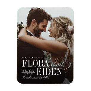 Elegante zeitlose Typografie Foto Save The Date Magnet
