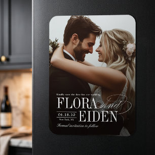 Elegante zeitlose Typografie Foto Save The Date Magnet