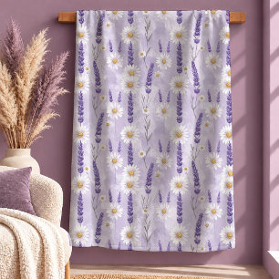 Elegante zeitlose weiße Daisy Lavendel Kuscheldeck Sherpadecke