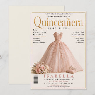 Elegante Zeitschrift-Cover Quinceanera-Einladung Einladung