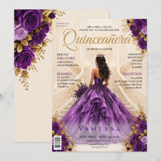 Elegante Zeitschrift-Cover Quinceanera-Einladung Einladung