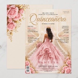 Elegante Zeitschriftencover Quinceanera-Einladung Einladung