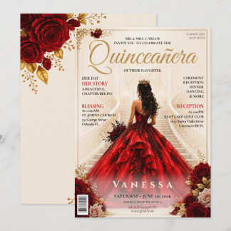 Elegante Zeitschriftencover Quinceanera-Einladung Einladung