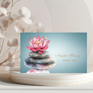 Elegante Zen Stones Blue Lotus Blume Visitenkarte