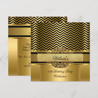 Elegante Zickzack Black Stripe Geburtstagsparty Einladung