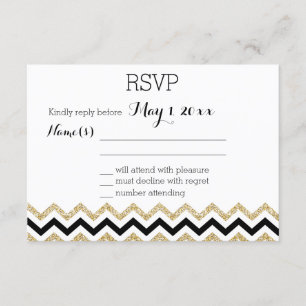 Elegante Zickzack Hochzeitskarten RSVP Karte