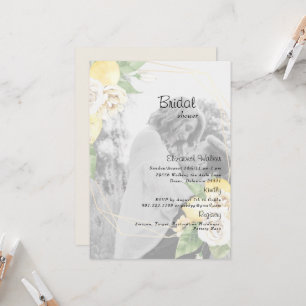 Elegante Zitronen-Fotos und florale Brautparty Einladung