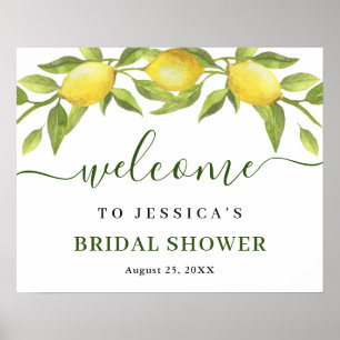 Elegante Zitronen Grünzeug BRIDAL SHOWER Willkomme Poster