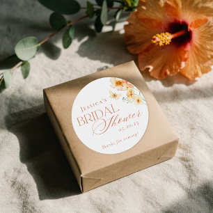 Elegante Zitrus-Blumen-Brautparty Runder Aufkleber