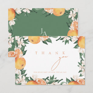 Elegante Zitrus-Orangenblüten-Hochzeit Danke