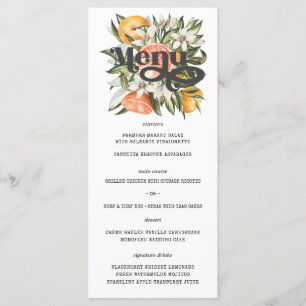 Elegante Zitrusplantage Boho Botanische Hochzeitsm Menükarte