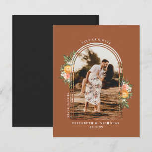 Elegante Zitrusplantage Boho Save the Date
