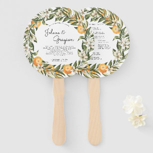 Elegante Zitrusplantage   Hochzeitsprogramm-Handfä Fächer