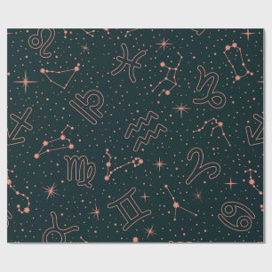 Elegante Zodiakkonstellationen und Astrologie-Symb Geschenkpapier