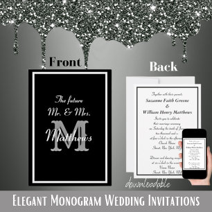 Elegante Zukunft Mr Mrs Monogramm Hochzeits Einlad Einladung