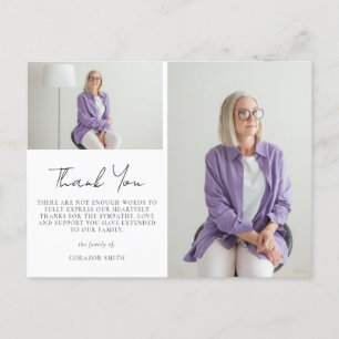 Elegante Zwei-Foto-Beileid-Beerdigung Danke Postkarte