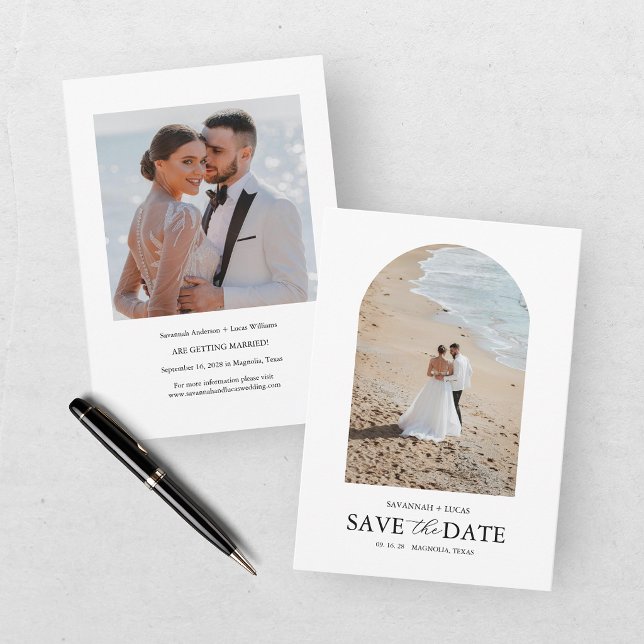 Elegante Zwei-Foto Save The Date (Von Creator hochgeladen)