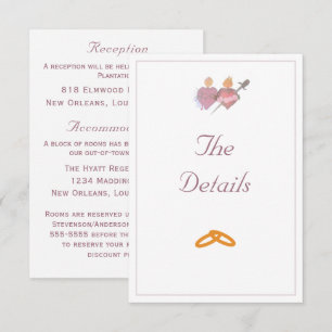 Elegante Zwei-Herzen-Katholische Hochzeit  Begleitkarte