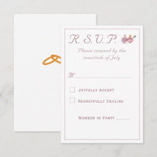 Elegante Zwei-Herzen-Katholische-Hochzeit RSVP Karte