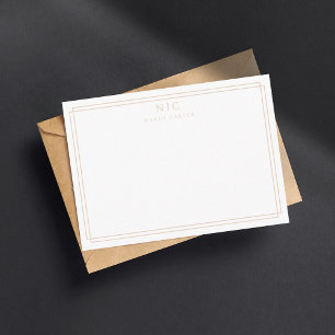 Elegante zwei Monogramm Beige Tan Geometrische Gre Mitteilungskarte